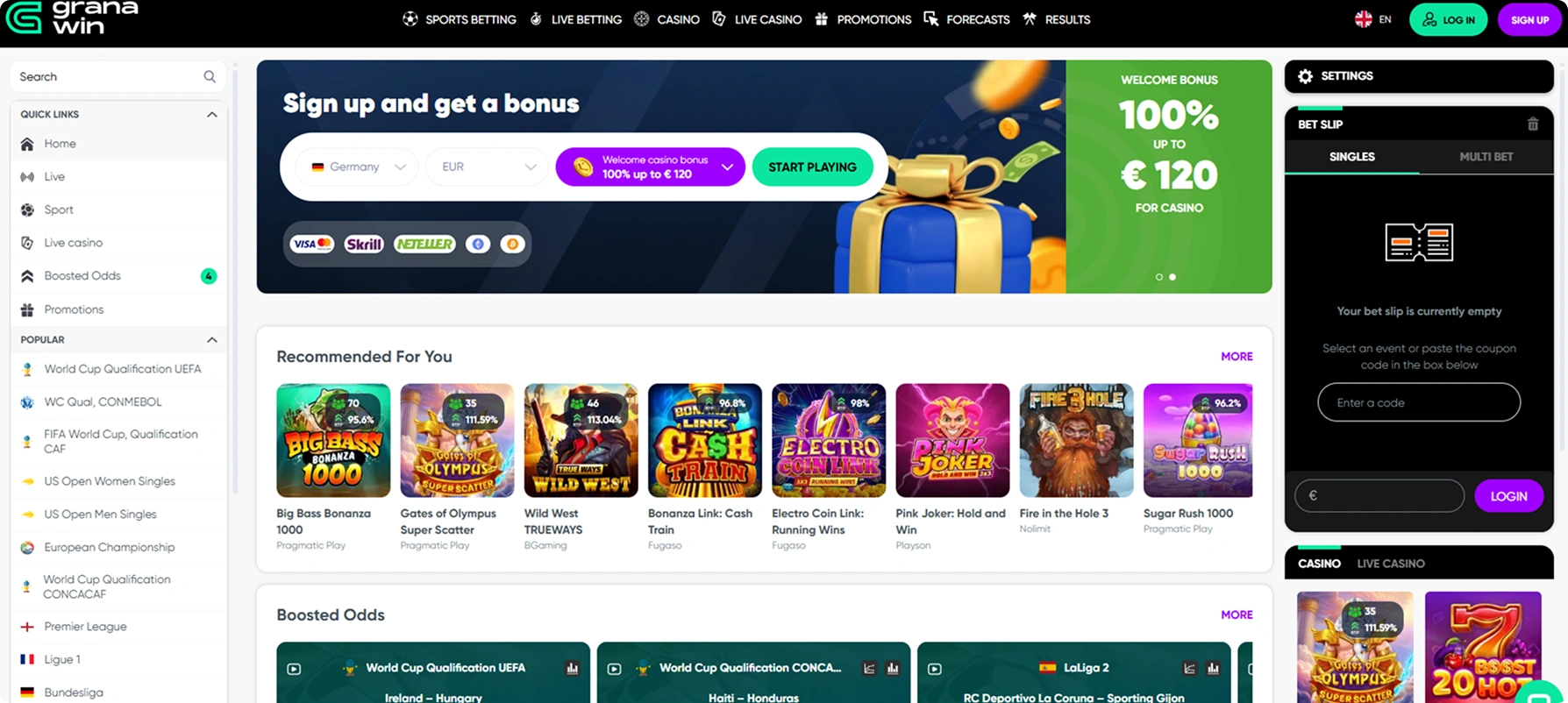 Granawin Sportfogadás És Élő Kaszinó